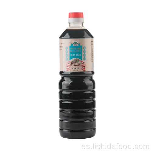 Botella de vidrio de 1000 ml Salsa de soja de pescado al vapor